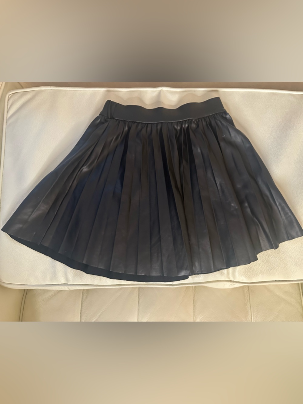 Zara Black Girls Pleated Faux Leather Skirt